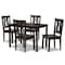 Baxton Studio Zamira Modern and Contemporary Transitional Dark Brown Finished Wood 5-Piece Dining Set 177-11377-8026-Zoro - alternate 1
